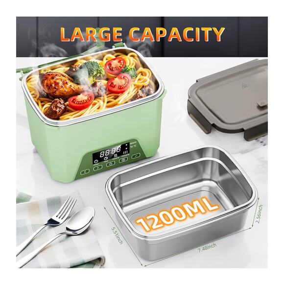 Cordless Electric Lunch Box, 1.2L Self Heating Lunch Box - Picture 13 of 16